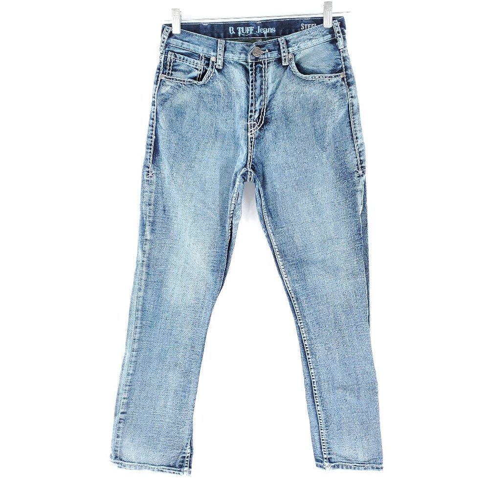 B Tuff Jeans Steel Women Jean High Rise Straight 100% Cotton Blue Size 29x29